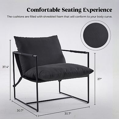 Unikome Metal Frame Sling Back Accent Chair Metal Lounge Chair with Loose Cushions
