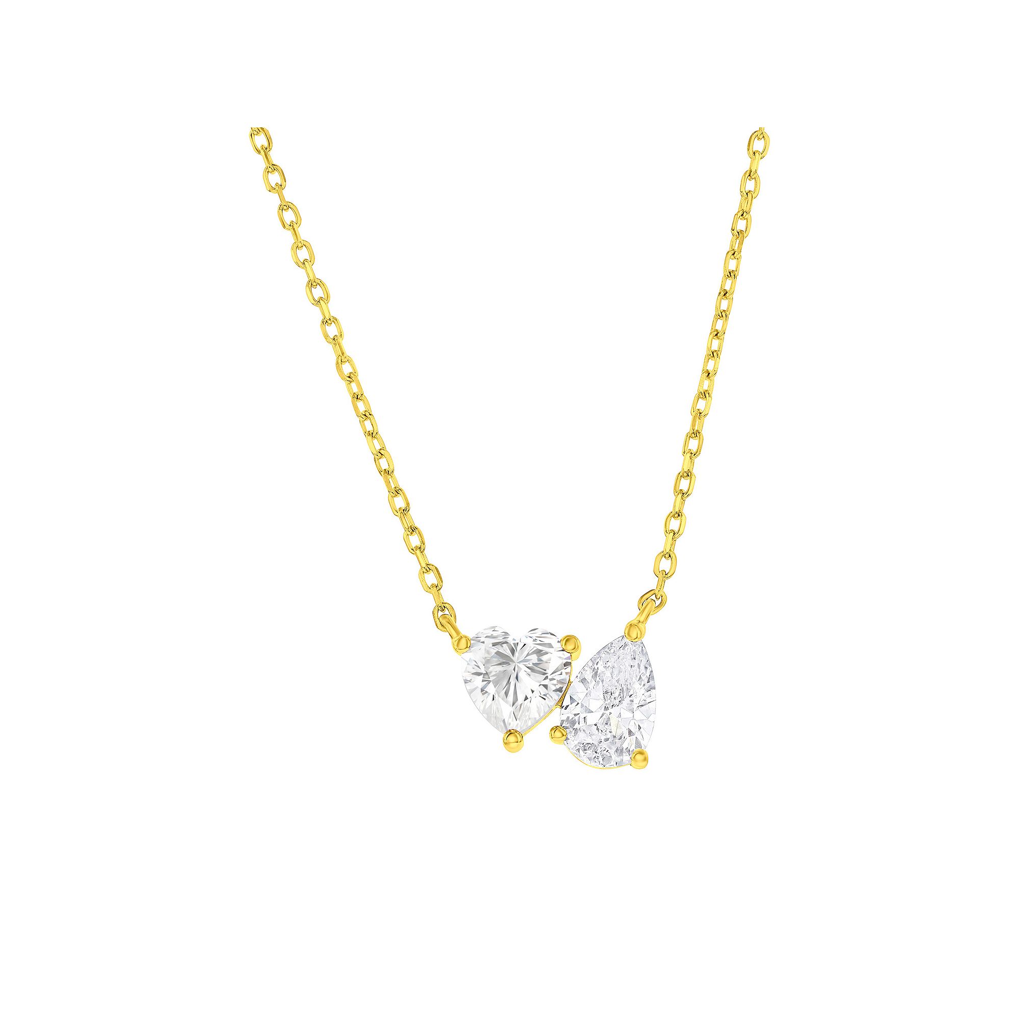 Argento Bella Heart & Pear Shaped Cubic Zirconia Pendant Necklace, Womens