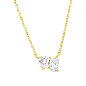 Argento Bella Heart & Pear Shaped Cubic Zirconia Pendant Necklace