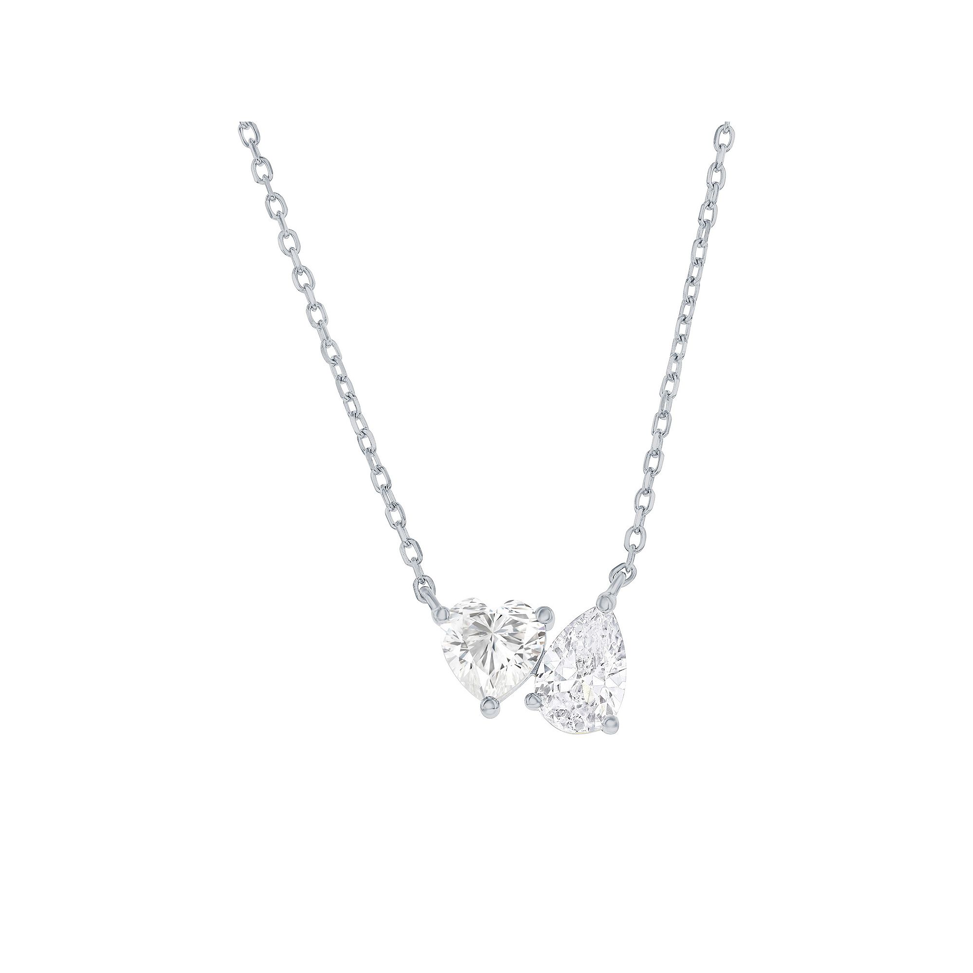 Argento Bella Heart & Pear Shaped Cubic Zirconia Pendant Necklace, Womens