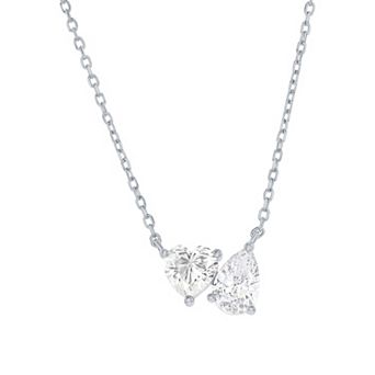 Argento Bella Heart & Pear Shaped Cubic Zirconia Pendant Necklace