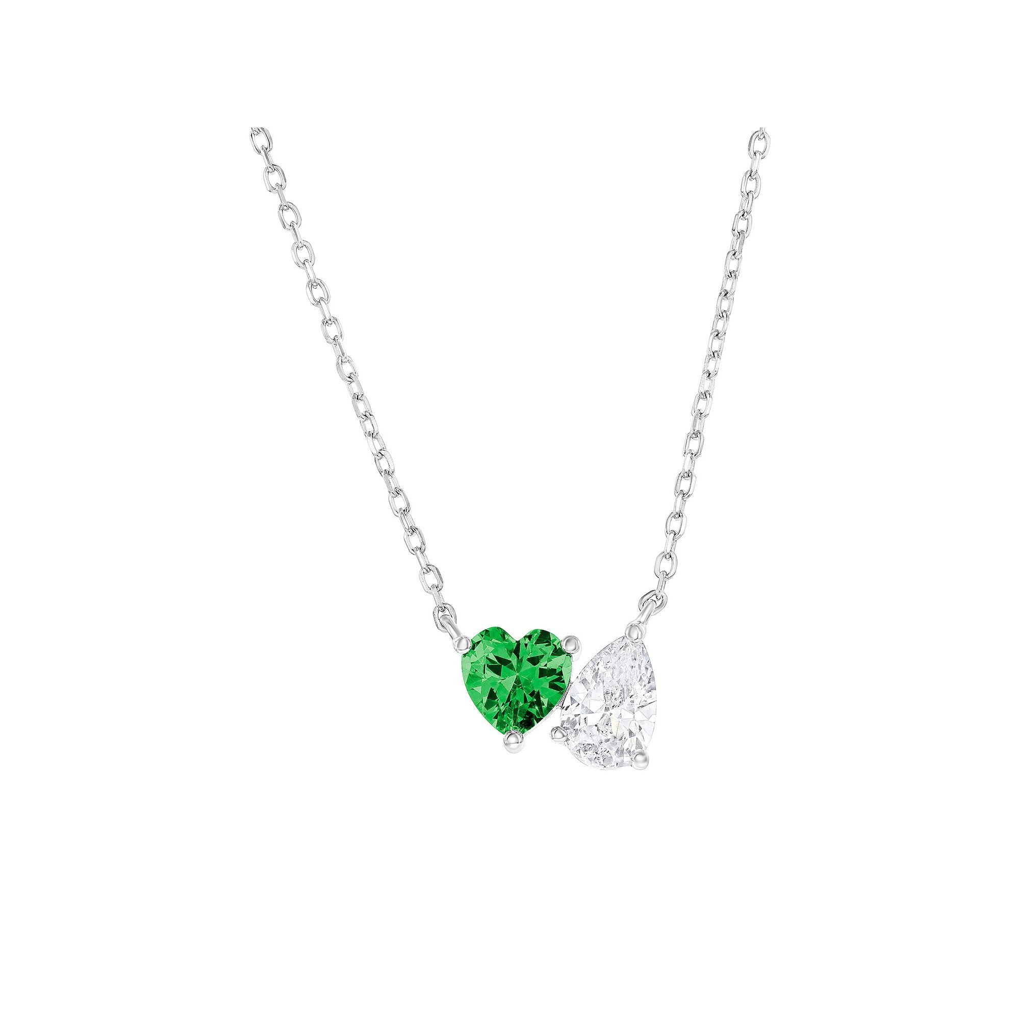 Argento Bella Sterling Silver Heart & Pear Shaped Cubic Zirconia Necklace,