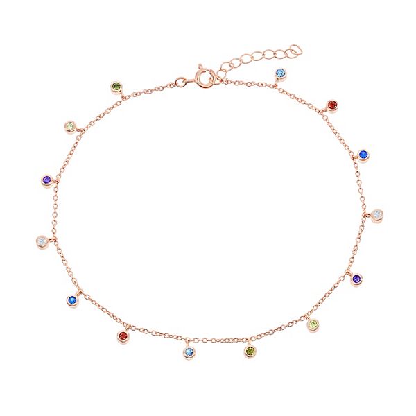 Orecchini a cerchio in argento sterling con zirconi cubici Aurora Borealis: Huggies placcati in oro 14k - Italia