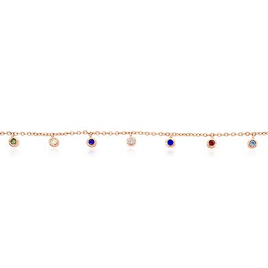 Argento Bella Rainbow Cubic Zirconia Charms Anklet