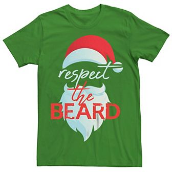 Men's Christmas Santa Respect The Beard Graphic Tee