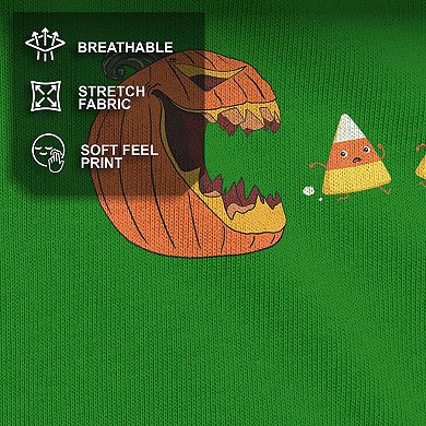 Men's Halloween Jack-o'-Lantern Eating Candy Corn Graphic Tee