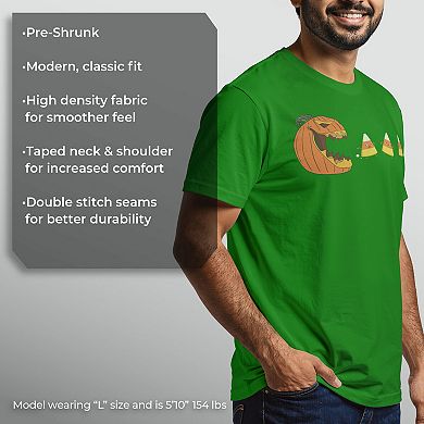 Men's Halloween Jack-o'-Lantern Eating Candy Corn Graphic Tee