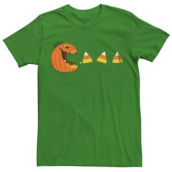 Men's Halloween Jack-o'-Lantern Eating Candy Corn Graphic Tee