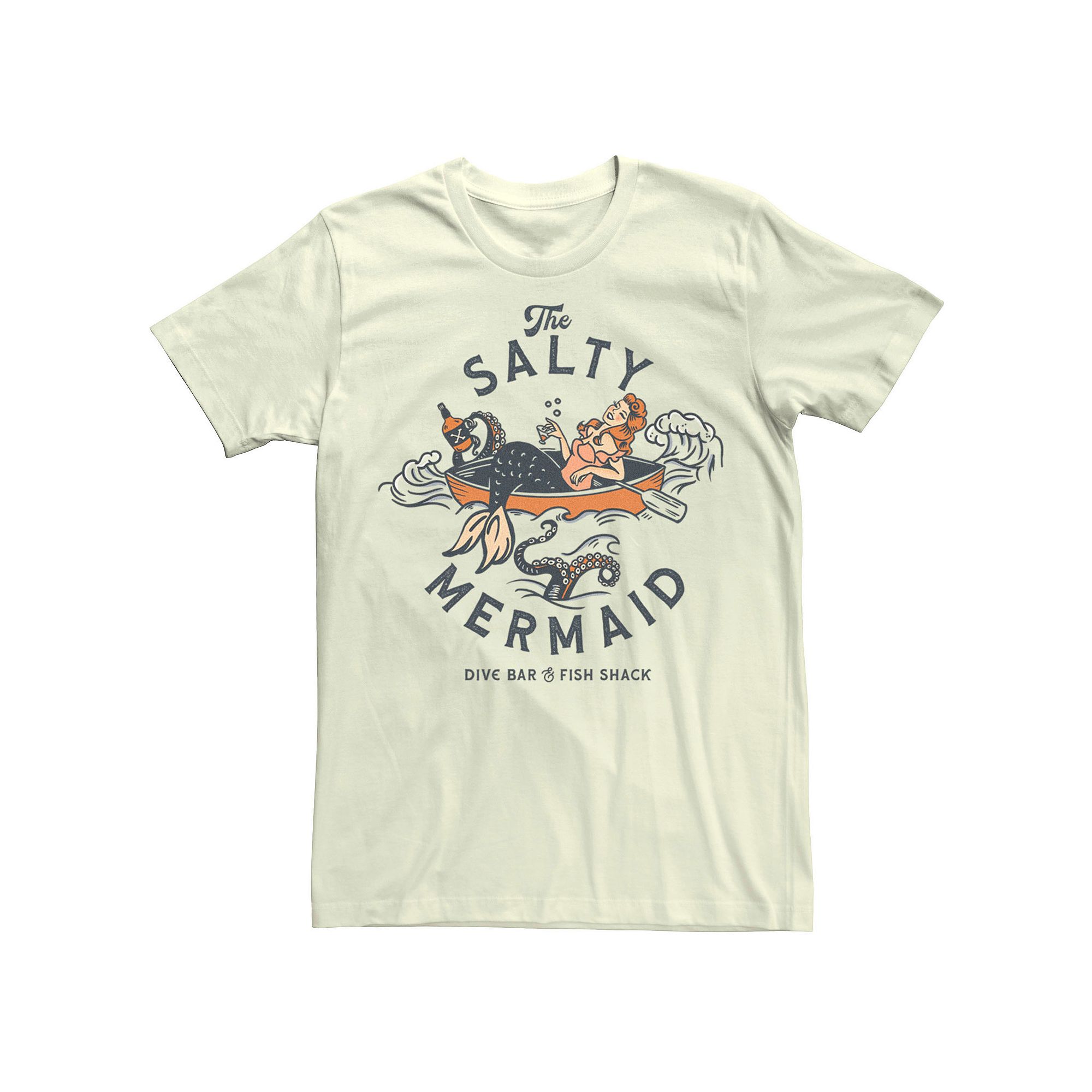 Mens The Salty Mermaid Dive Bar & Fish Shack Graphic Tee, Size: Small, Nat