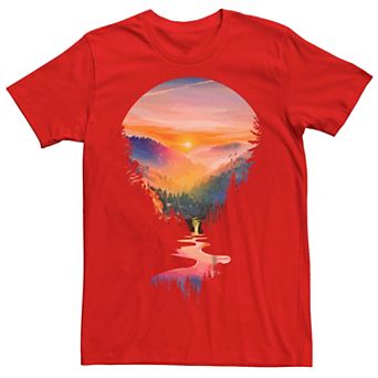 Men's Summer Sunrise River Forest Graphic Tee