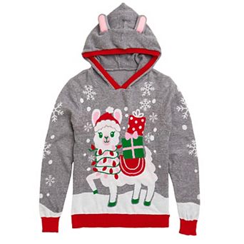 Girls 7-16 Fa-la-llama Ugly Sweater Graphic Hoodie