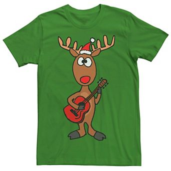 Men's Christmas Red-Nosed Reindeer Guitar Graphic Tee