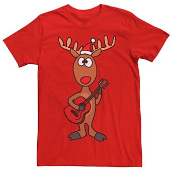 Men's Christmas Red-Nosed Reindeer Guitar Graphic Tee