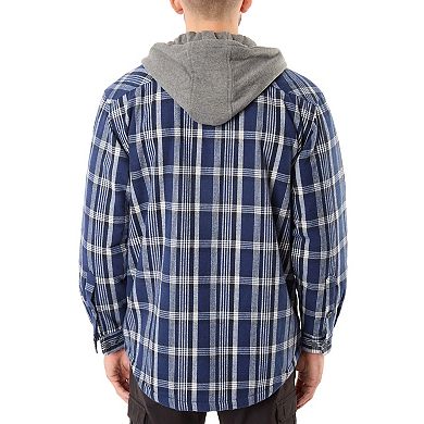 Big & Tall Smith's Workwear Sherpa-Lined Hooded Flannel Shacket