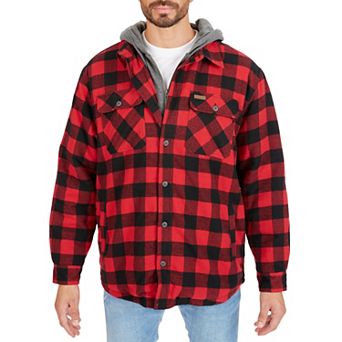 Big & Tall Smith's Workwear Sherpa-Lined Hooded Flannel Shacket
