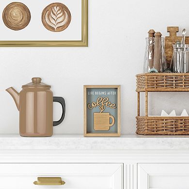 Belle Maison Life Begins After Coffee Caption Art Box Table Decor