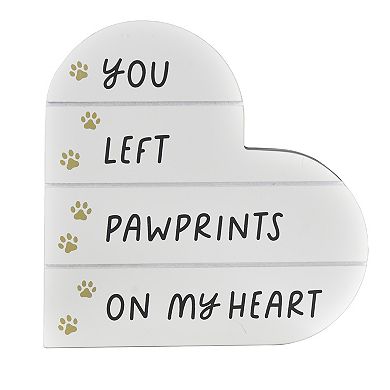 Belle Maison Pawprint Heart Figural Caption Art Box Table Decor