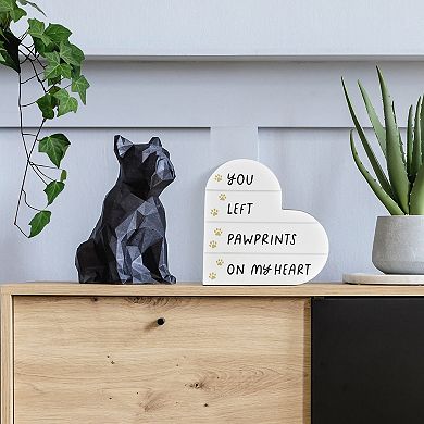 Belle Maison Pawprint Heart Figural Caption Art Box Table Decor