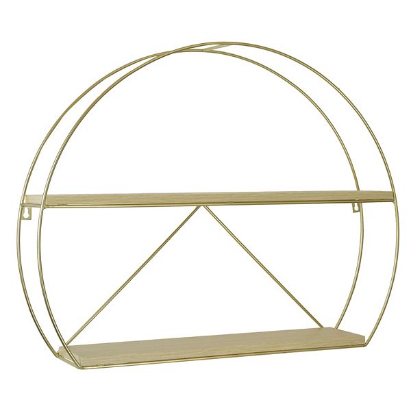 Belle Maison Round 2Shelf Gold Metal and Wood Wall Decor