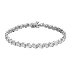 Accent White Diamond Sterling Silver Leaf Bracelet - Assorted Colors –
