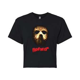 Juniors' Friday The 13th Mask Cropped Tee