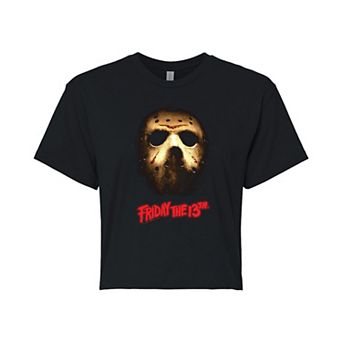 Juniors' Friday The 13th Mask Cropped Tee