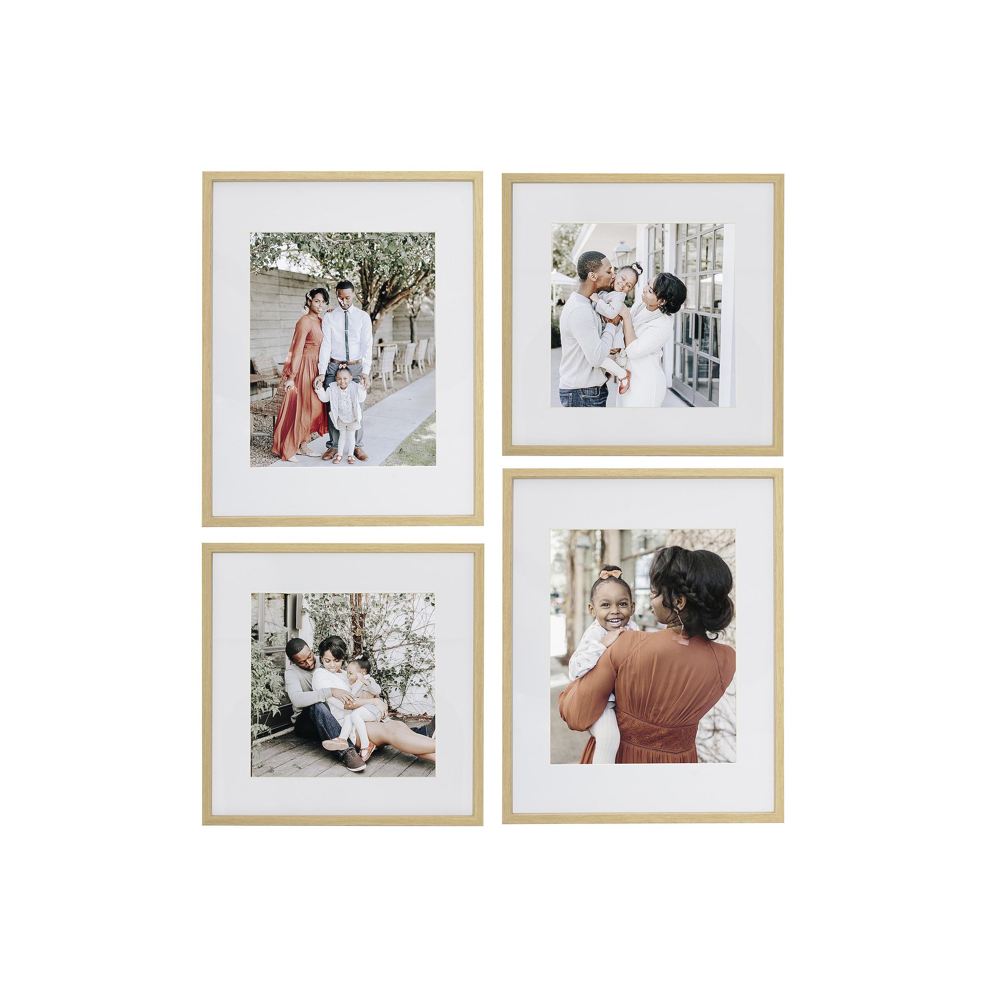Belle Maison Mixed Size 4-Piece Wall Frame Set, Natural
