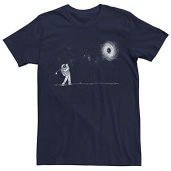 Men's Black Hole In One Astronaut Golfer Graphic Tee