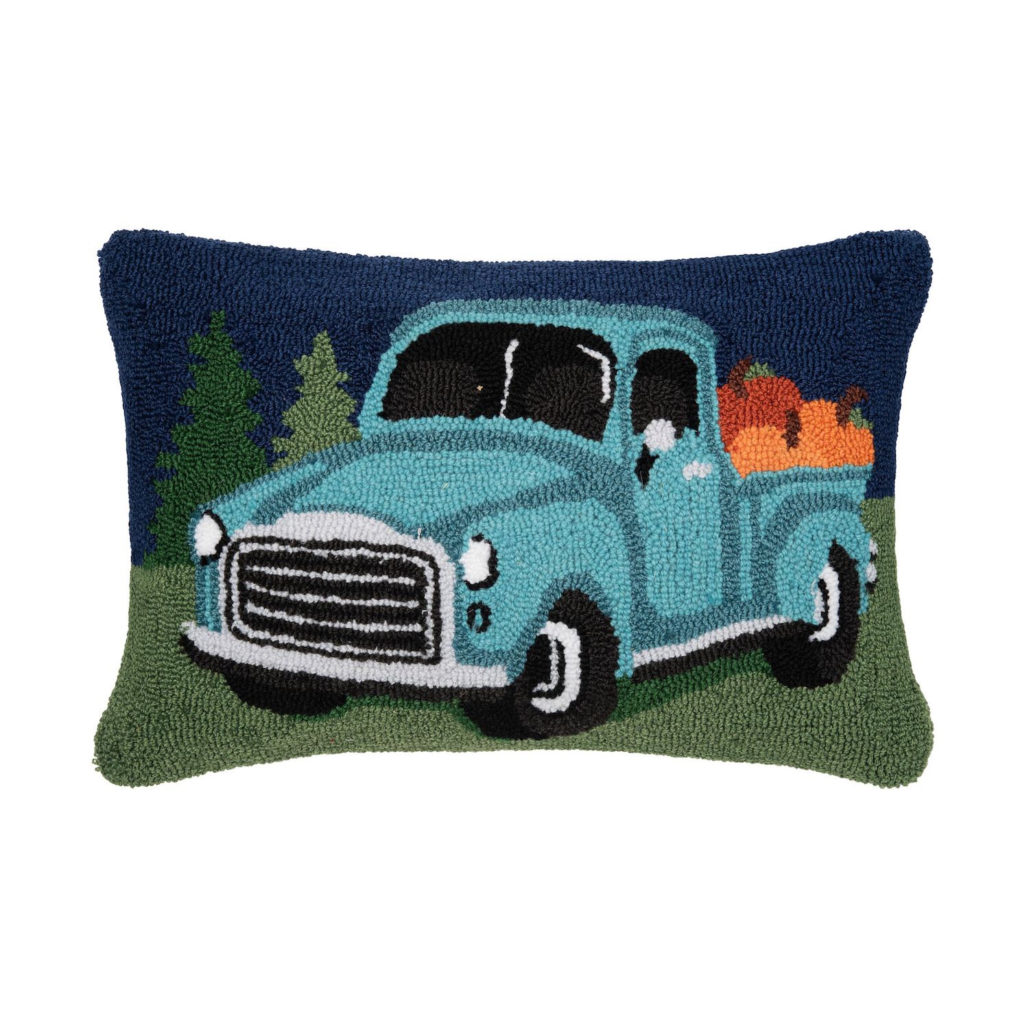 Blue Thanksgiving Truck Pillow