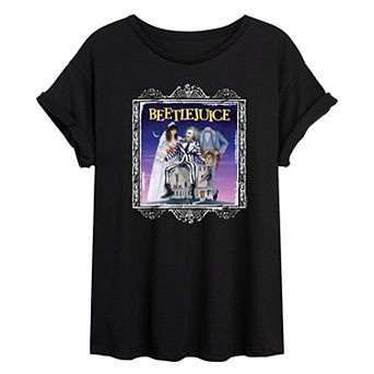 Juniors' Beetlejuice Frame Oversized Tee