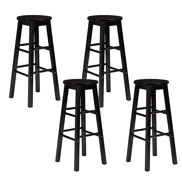 Pj Wood Classic Round Seat 24 Inch Kitchen And Counter Stools, Black (4