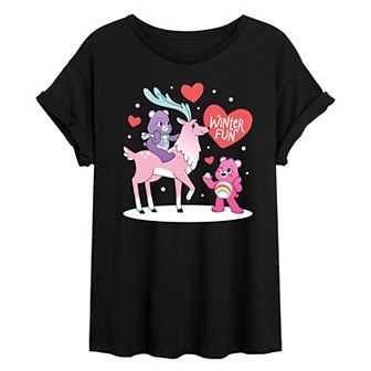 Juniors' Care Bears Unlock The Magic Winter Fun Oversized Tee