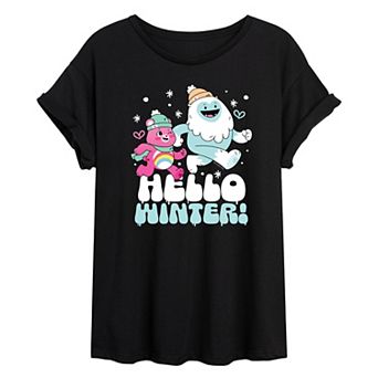Juniors' Care Bears Unlock The Magic Hello Winter Oversized Tee