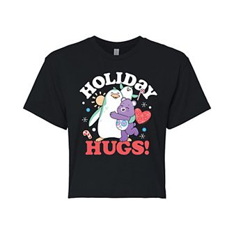 Juniors' Care Bears Unlock The Magic Holiday Hugs Cropped Tee