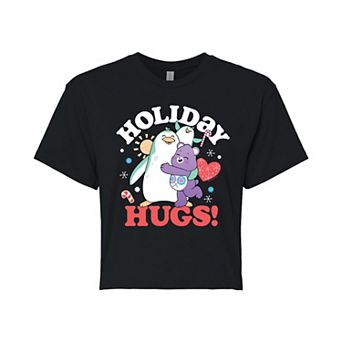 Juniors' Care Bears Unlock The Magic Holiday Hugs Cropped Tee