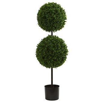 nearly natural 3.5-ft. Boxwood Double Ball UV Resistant Artificial Topiary Tree