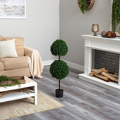 nearly natural 3.5-ft. Boxwood Double Ball UV Resistant Artificial Topiary Tree