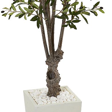 nearly natural 6-ft. Olive Artificial Tree in White Tower Planter