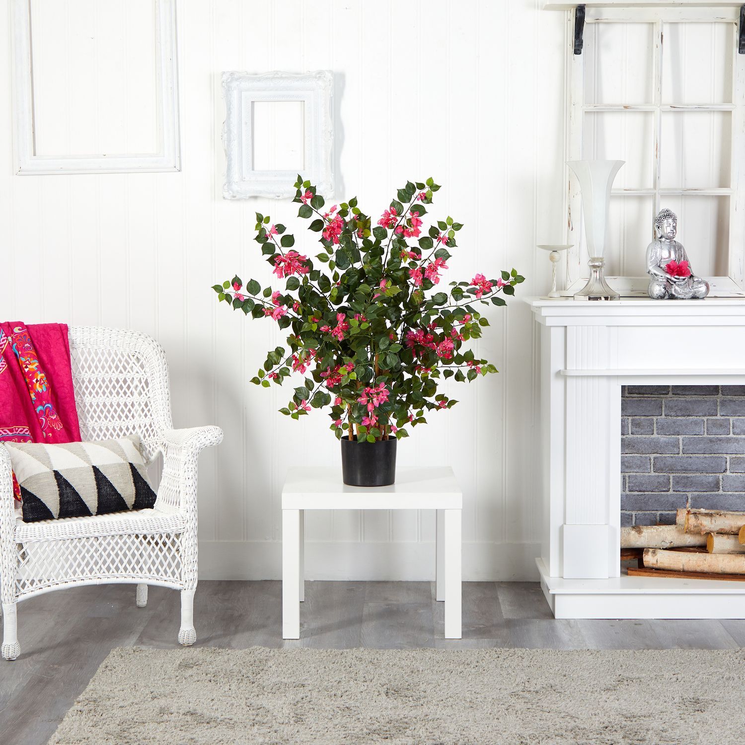 Nearly Natural Bougainvillea In Metal Planter | ModeSens