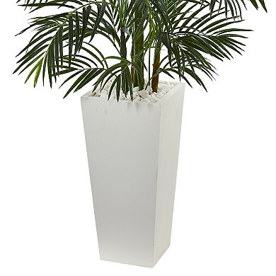 nearly natural 5-ft. UV Resistant Areca Artificial Palm Tree in White Planter
