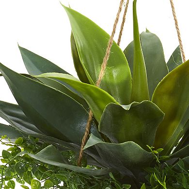 nearly natural Agave & Maiden Hair Artificial Plant in Hanging Basket