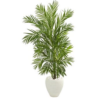 nearly natural 5-ft. Areca Palm Artificial Tree in White Planter