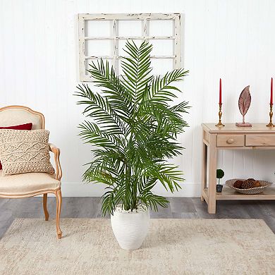 nearly natural 5-ft. Areca Palm Artificial Tree in White Planter