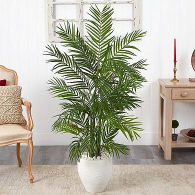 nearly natural 5-ft. Areca Palm Artificial Tree in White Planter