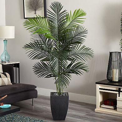 nearly natural 5.5-ft. Paradise Artificial Palm Tree in Black Planter
