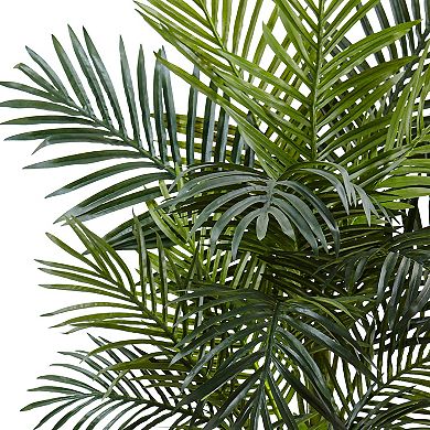 nearly natural 4.5-ft. Golden Cane Palm Artificial Tree in White Oval Planter