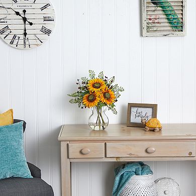 nearly natural Sunflower Artificial Arrangement in Vase