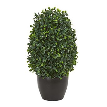nearly natural 13 in UV Resistant Boxwood Topiary Artificial Plant