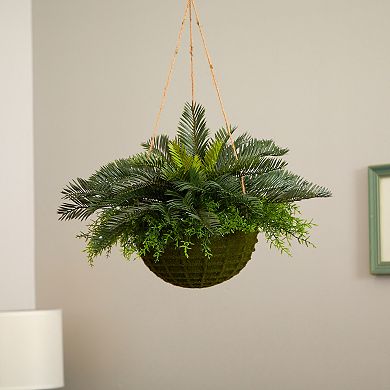 nearly natural Cycas Artificial Plant in Mossy Hanging Basket