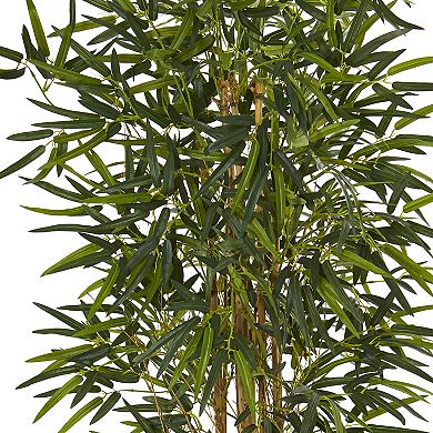 nearly natural 5.5-ft. Bamboo Artificial Tree in White Tower Planter